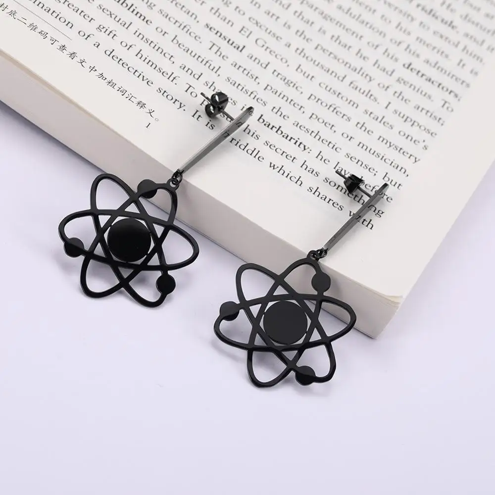 My shape серьги химия Atom 316L из нержавеющей стали серьги-подвески серебряные/Золотые/черные геометрические подвеска с научной тематикой ювелирные изделия подарок