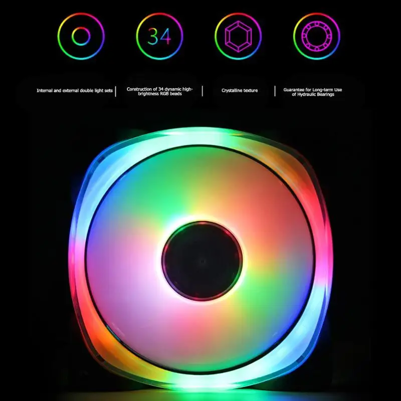 Jonsbo FR-701 34 RGB бусины светодиодный вентилятор охлаждения света 3PIN 4PIN гидродинамический подшипник 120*120*25 мм Корпус корпуса компьютера ПК вентилятор радиатора
