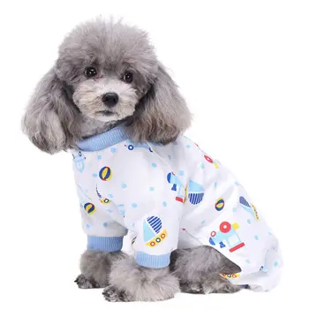 

XPony Dog Small Car Print Jumpsuit Pajamas Comfy Cotton Pet Pjs Shirts Pink Blue Dogs Clothes