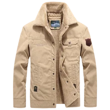 PUIMENTIUA  Autumn Men Jacket 2019 Winter Mens Fashion Fleece Fur Collar Coat Male Military Mens Solid Thick Jackets Tops