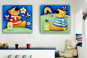 

Hand painted Graffiti art painting Little bear Wall art pictures painted for living room Home Decor