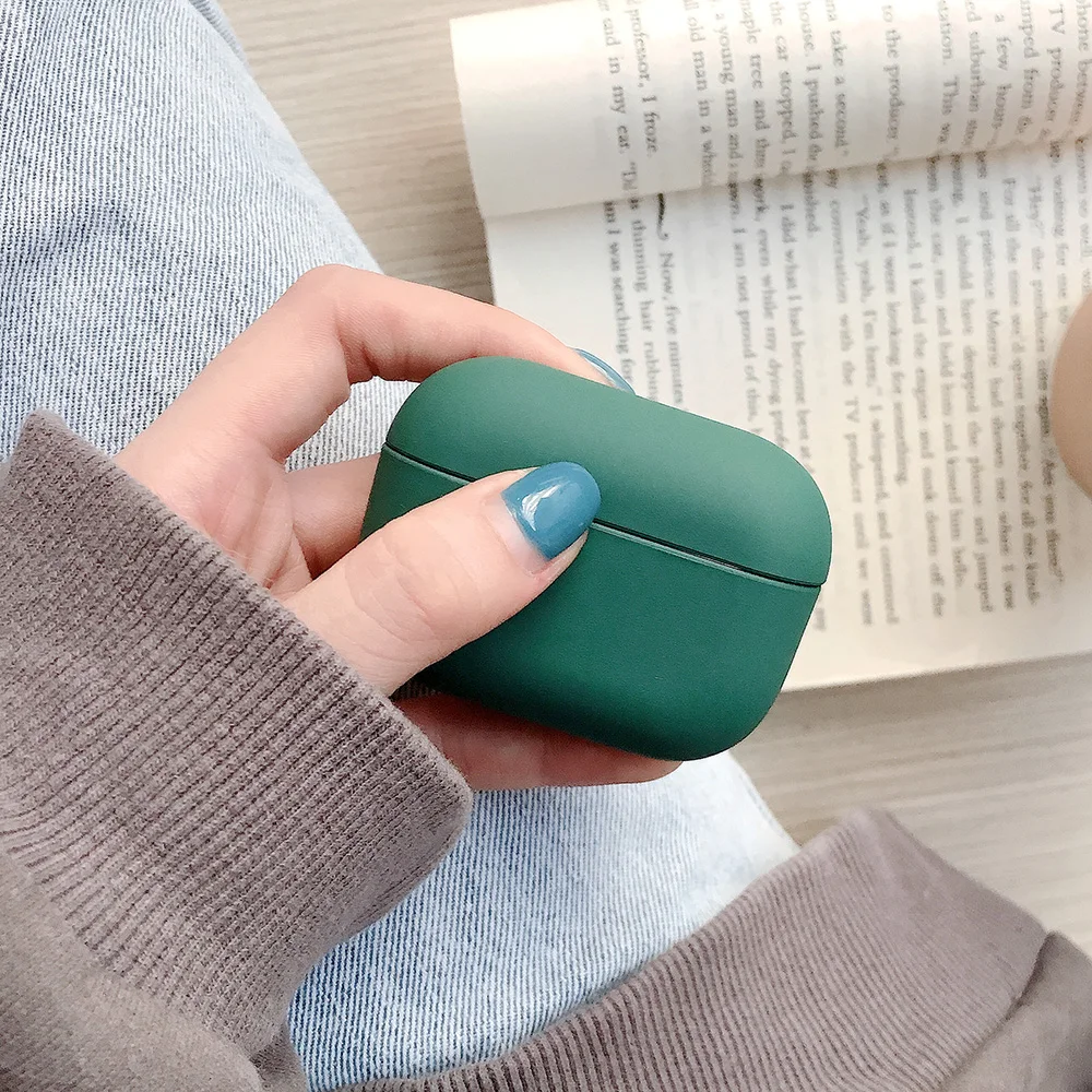 Простой защитный чехол AirPods Pro чехол тонкий силиконовый для Apple тонкий светильник ощущение комфорта гарнитура корпус - Цвет: Зеленый