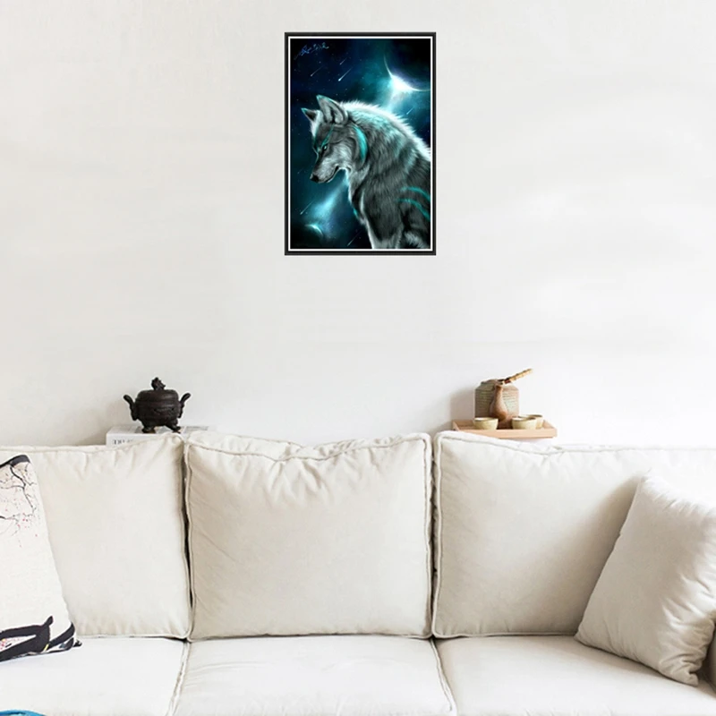DIY 5D Diamond Embroidery Night Wolf Painting Rhinestone Cross Stitch Home Decor