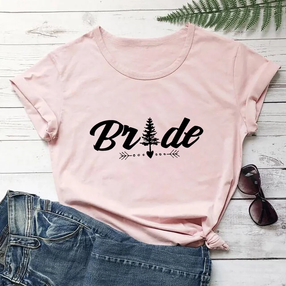 

Mountain Bride Nature Bride Shirt New Arrival Women Funny Casual 100%Cotton T-Shirt Group Shirts for Bride and Bridal Party