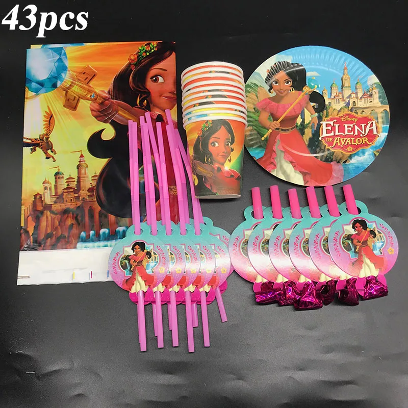 43 шт./лот одноразовая посуда Elena of Avalor тарелки салфетки скатерти украшения для дня