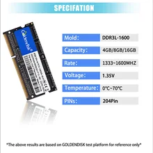 Goldendisk DDR3 8 Гб 1600 МГц ноутбук памяти DRAM SODIM 1,35 в 2 ГБ 4 ГБ ноутбук мини ПК Низкое напряжение