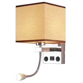 

Modern Indoor LED Wall Lamp Bedside Bedroom Decal Wall Lamp with Switch USB E27 Bulb Indoor Headboard Household Hotel Wall Lamp
