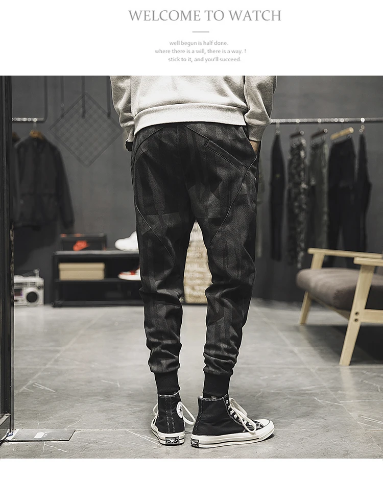 Lente повседневные джинсы Broek Japan Stijl Onregelmatige камуфляжные джинсы Heren Mode Losse Большие размеры джинсы Harembroek средней длины
