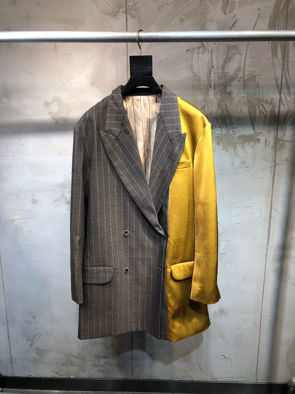 new ladies high quality fashion long sleeve lapel striped stitching jacket 1009