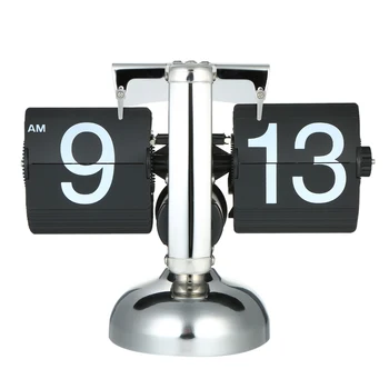 

Small Scale Table Clock Retro Flip Over Clock Stainless Steel Flip Internal Gear Operated Quartz Clock Home Decoration