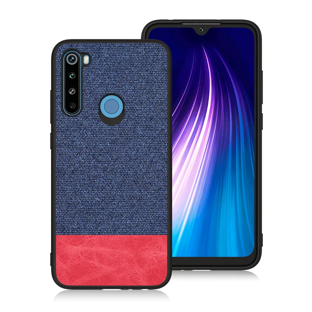 blue with red Роскошный холст тканевый чехол для телефона для Xiaomi Redmi Note 8 8pro mi 9 8 тонкий, мягкий, из полиуретана край Сшивание ткань задняя ударопрочный чехол - Цвет: blue with red