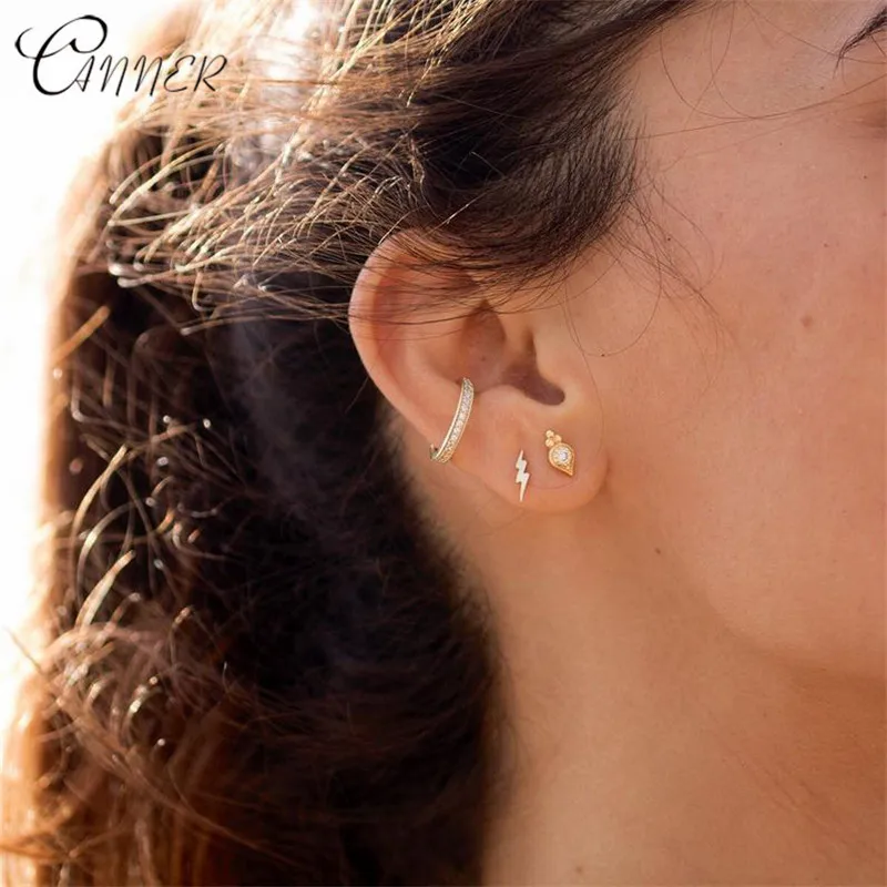 Серьги-гвоздики женские из серебра 925 пробы в виде молнии | Украшения и аксессуары