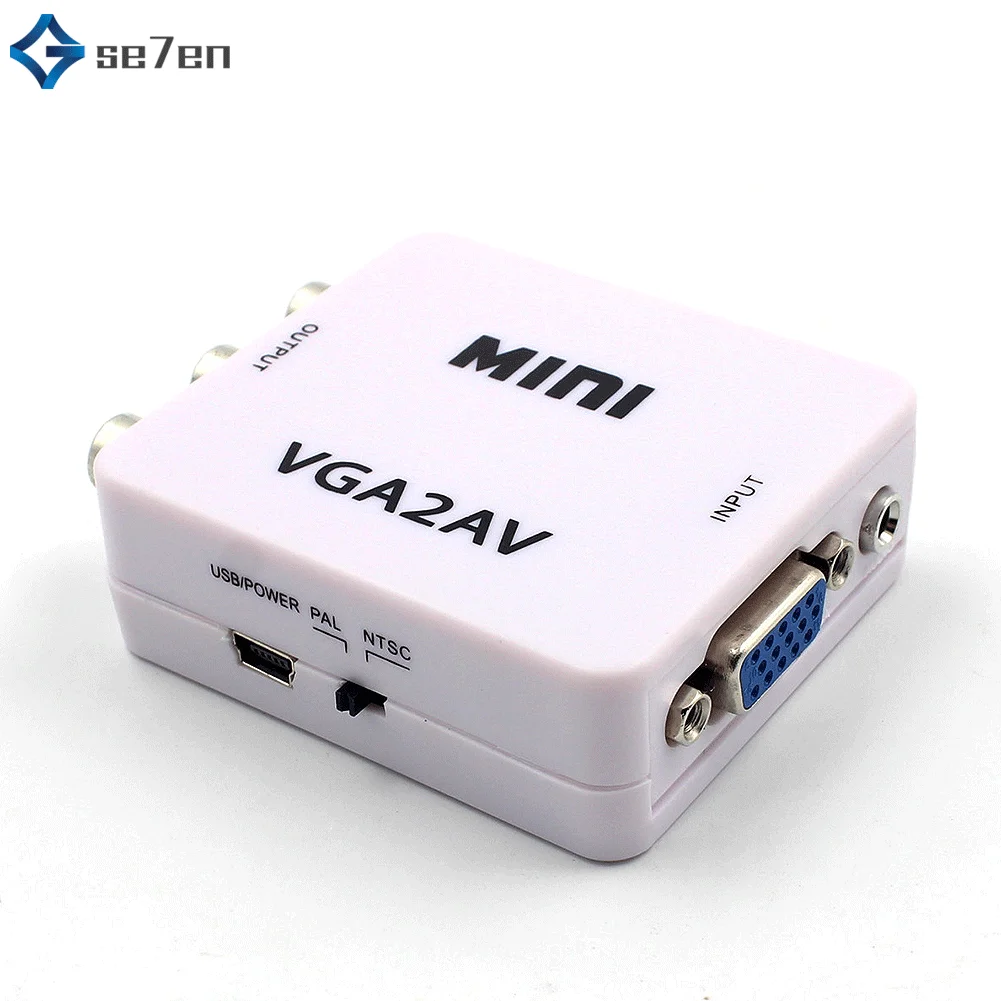1080P мини HDMI к VGA к RCA AV композитный адаптер конвертер с 3,5 мм аудио кабель VGA2AV/CVBS+ аудио к ПК HDTV конвертер