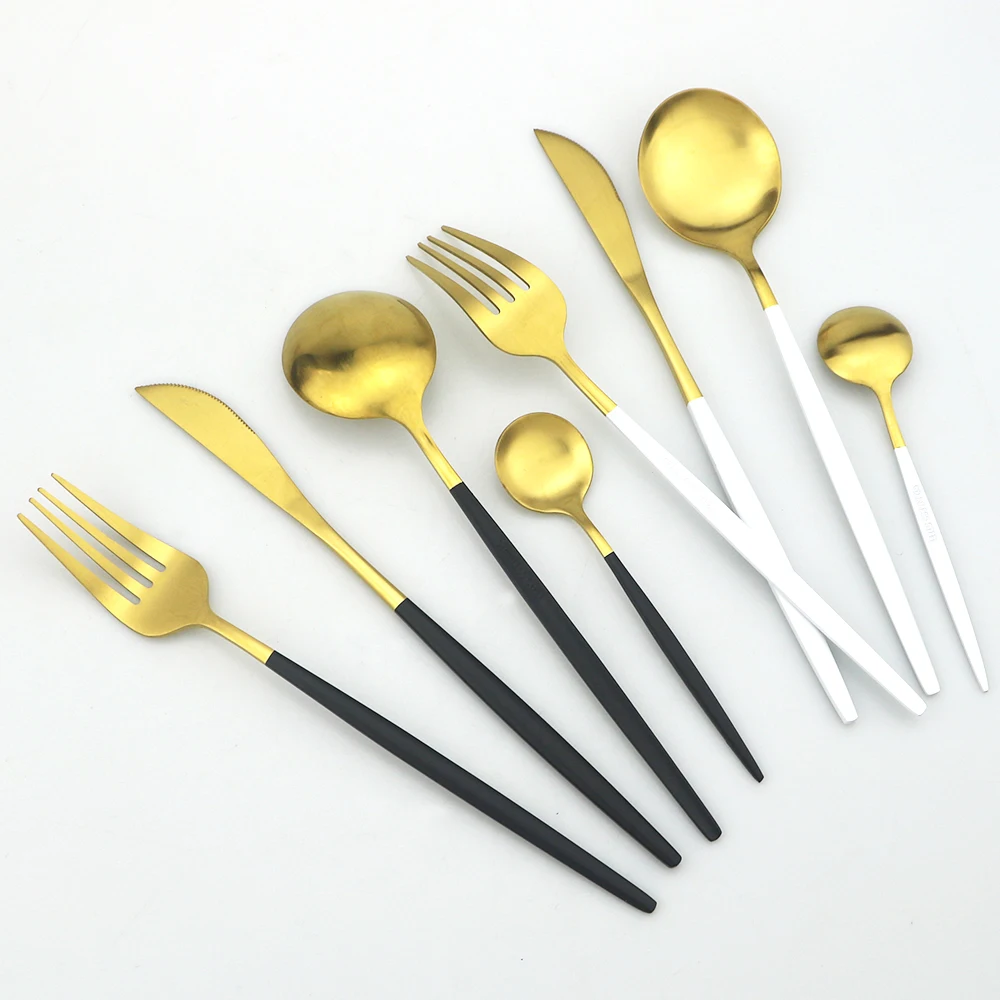 Набор столовых приборов из белого золота 30 шт. набор посуды нержавеющей стали