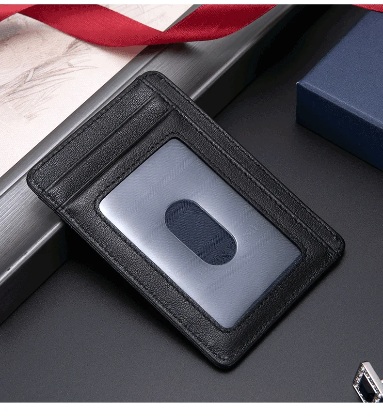 BISON DENIM Kuh Leder Mode Dünne Minimalist Männer Brieftasche Kreditkarte Halter RFID Blocking Leder Geldbörse 11.3*8.2*1cm W9670-1BS – Detail 13