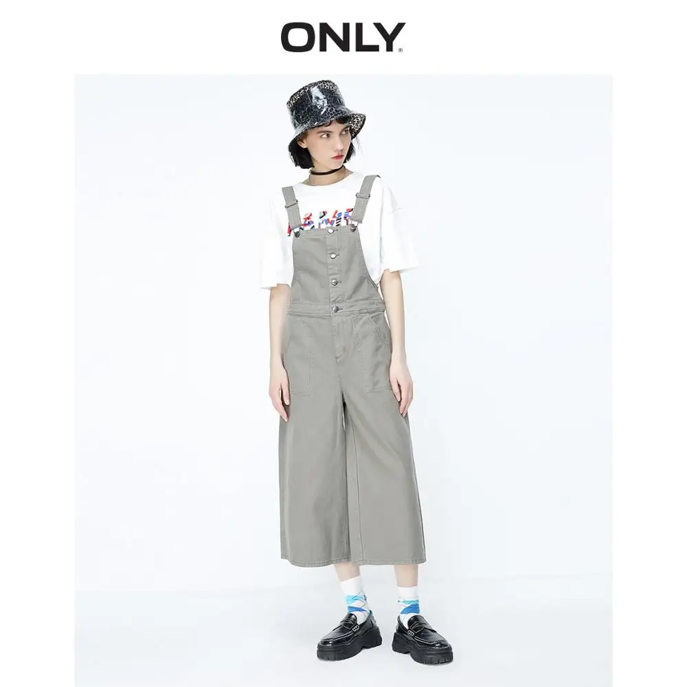 ONLY Women's Loose Fit Wide-leg Capri Denim Overalls | 11937M501 ONLY Women's Loose Fit Wide-leg Capri Denim Overalls | 11937M501