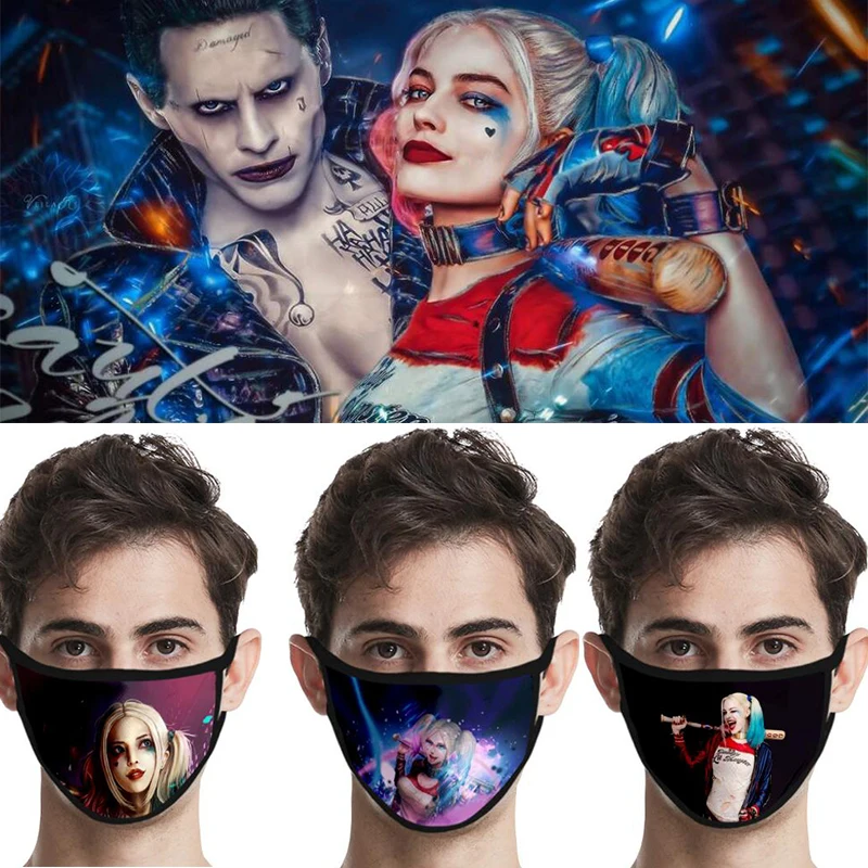 

Suicide Squad Mask Cosplay Masks Reusable Mascarillas Washable Harley Quinn Mask Cotton Dustproof Party Props