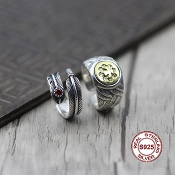 

S925 Sterling Silver Ring in Popular classic style Feather series trendy jewelry Brass birds Send a gift to love