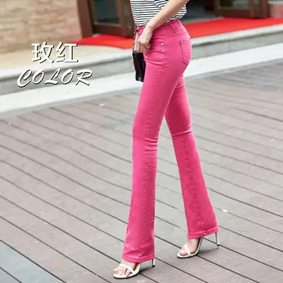 Rose red QBKDPU, цветные брюки размера плюс, расклешенные брюки,, черные и белые расклешенные брюки, сексуальные, вечерние, Клубные джинсы, Pantalones para mujer - Цвет: Rose red