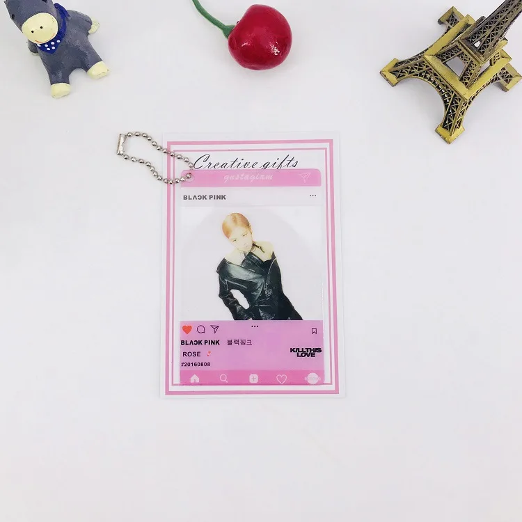 BLACKPINK GOT7 TWICE SEVENTEEN Transparent card pendants kpop Accessories gift - Цвет: rose