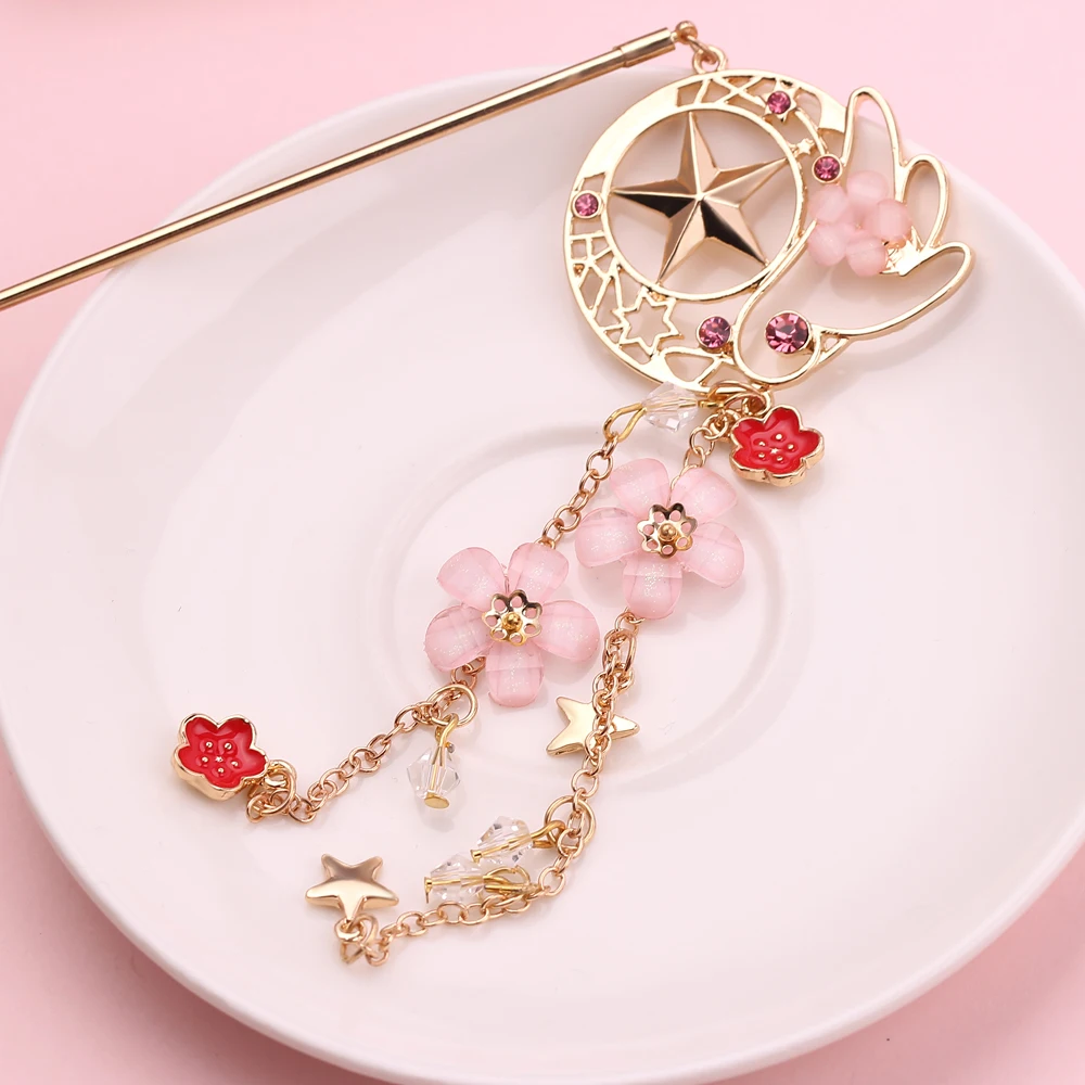 Красота Сейлор Мун заколка Captor Cardcaptor Sakura Kanzashi заколка для волос аксессуары заколка для волос с хрустальным цветком высокое качество - Цвет: 1pc