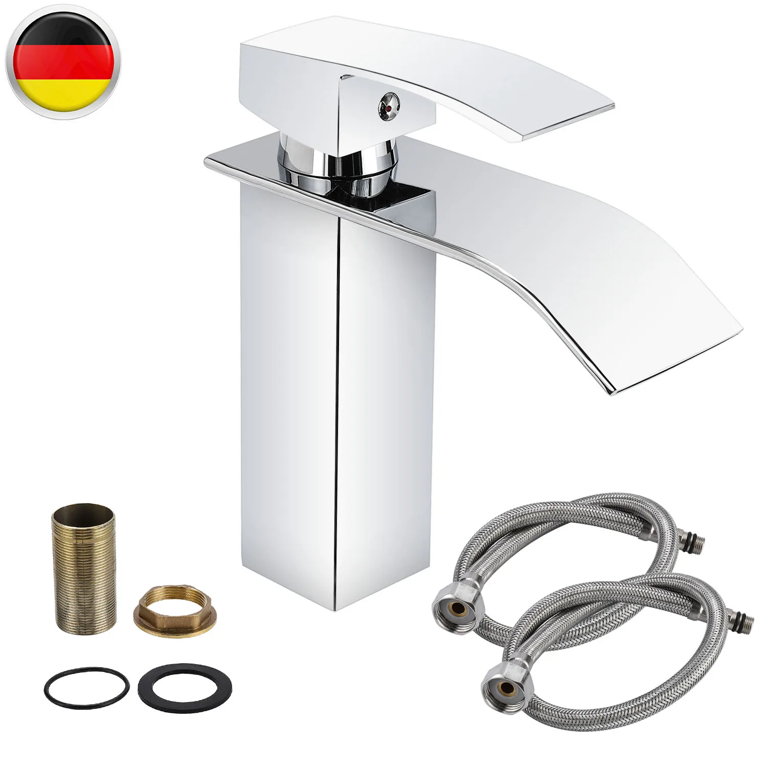 

Hot And Cold Water Hoses Mixer Tap Bathroom Wash Basin Sink Tap Waterfall Brass Faucet For Any Contemporary Designed Bathroom