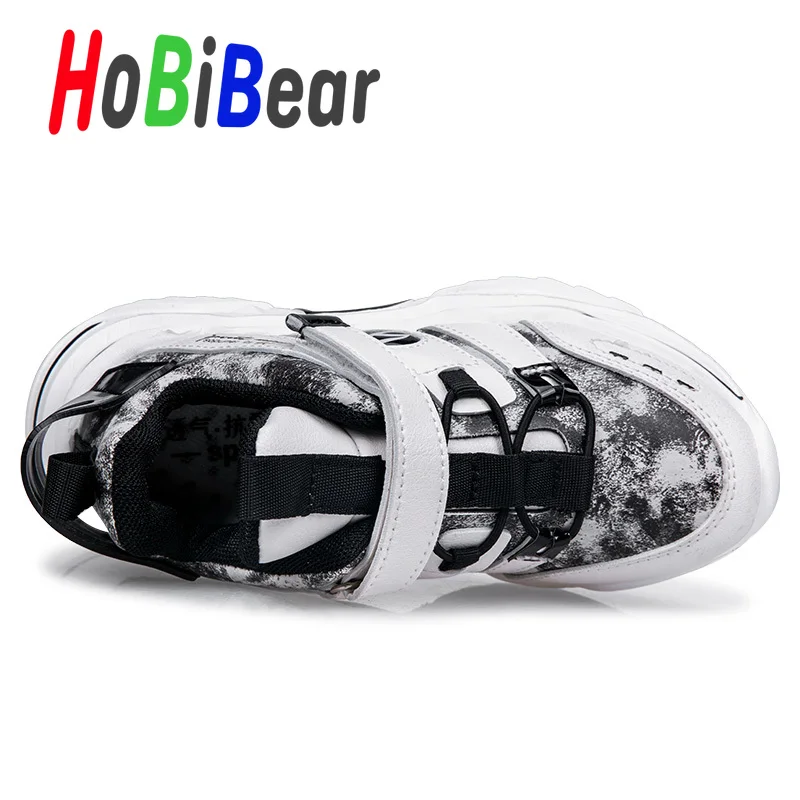 HOBIBEAR/детская обувь для мальчиков; оригинальные дизайнерские кроссовки для девочек; Модная молодежная повседневная обувь для мальчиков; нескользящая Брендовая детская обувь на плоской подошве