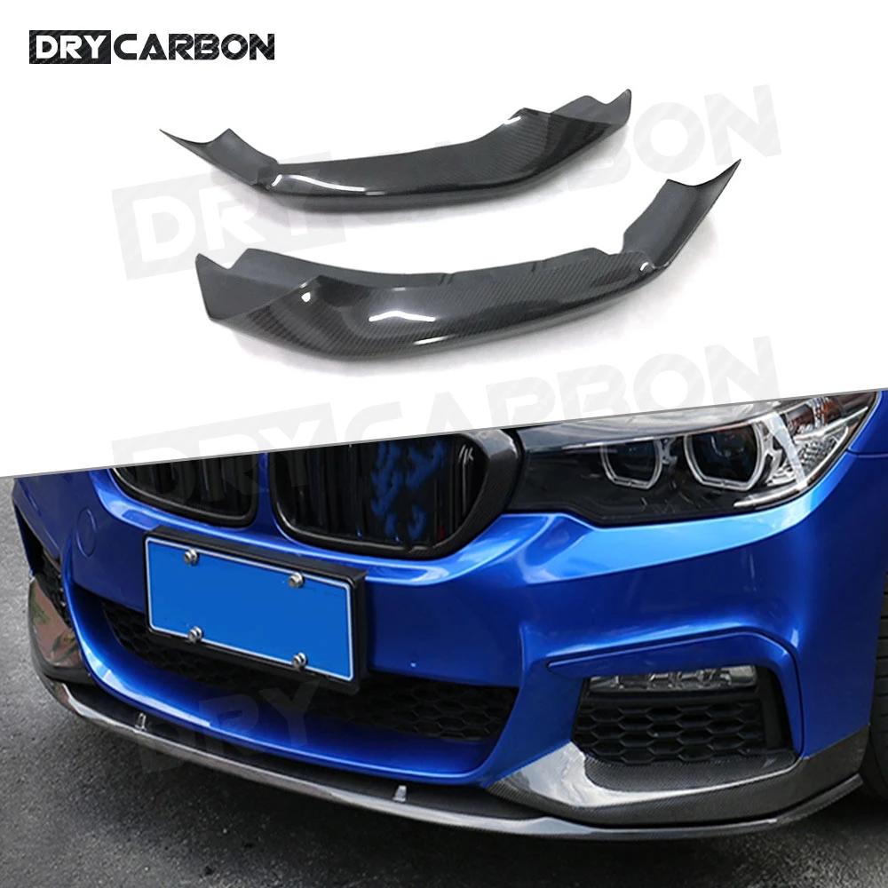 2Pcs Front Lip Splitters Aprons for BMW 5 Series G30 G31 G38 520i 530i 540i M Sport 2017 - 2019 Carbon Fiber Head Bumper Flaps