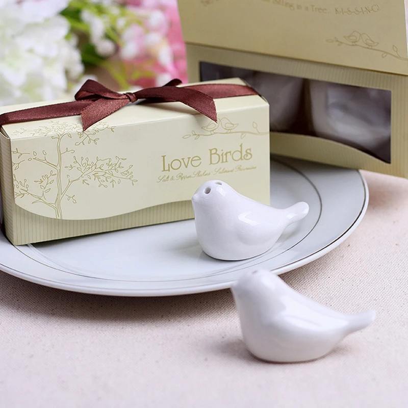 1 Set Love Birds Ceramic Salt And Pepper Shakers Favor Birds Gift Decor Wedding 