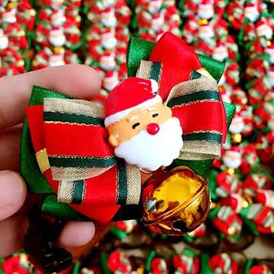 Рождественский ошейник с бантом для домашних собак и котов, милый галстук-бабочка для щенков, собак, котят, праздничный ошейник