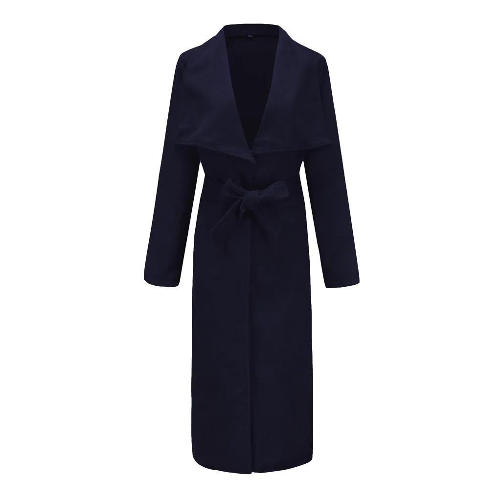 Страуса для женщин Корейский Зима длинное пальто Верхняя одежда Пальто свободные кардиганы с длинным рукавом манто Femme Hiver элегантный N06 - Цвет: Тёмно-синий