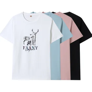 

Summer new women's street letter characters print loose short-sleeved T-shirt 48.42