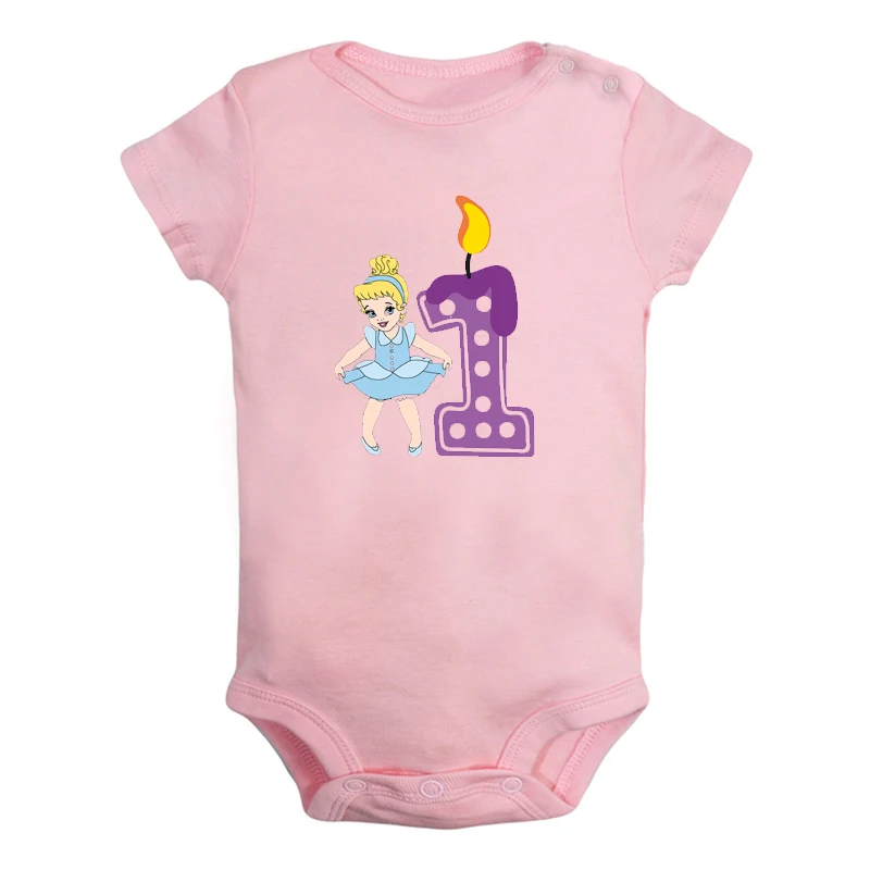 ifBaby2822P Милая Одежда для новорожденных девочек и мальчиков с надписью «I'm 1 Year Little Tiana» на первый день рождения комбинезон с короткими рукавами - Цвет: ifBaby2822P