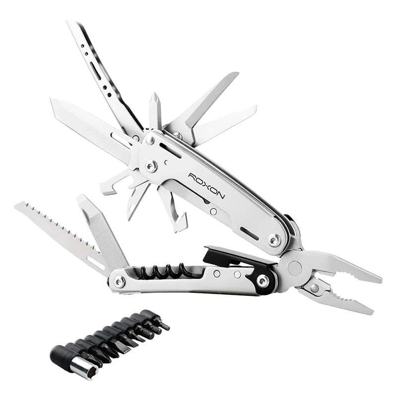 Roxon s801s updated multitools folding plier edc scissors camping fishing multi tools plier screwdriver bits knife survival