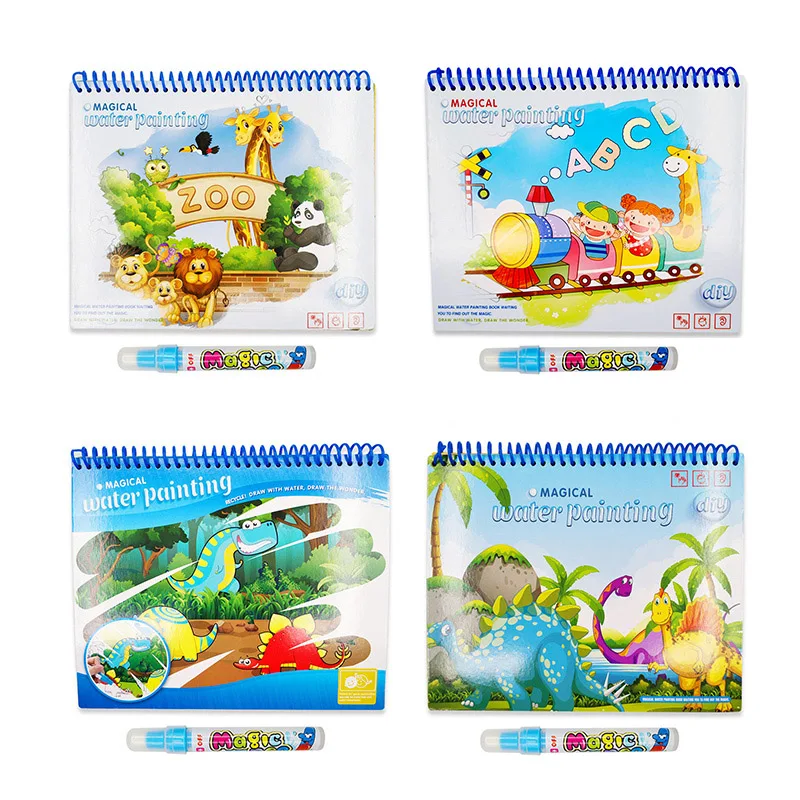 Magic Water Drawing Book Reusable Coloring Books Doodle Cartoon Painting Drawing Board for Kids Educational Toys Birthday Gifts