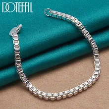 

DOTEFFIL 925 Sterling Silver 3mm Box Chain Bracelet For Women Men Fashion Charm Wedding Engagement Party Jewelry