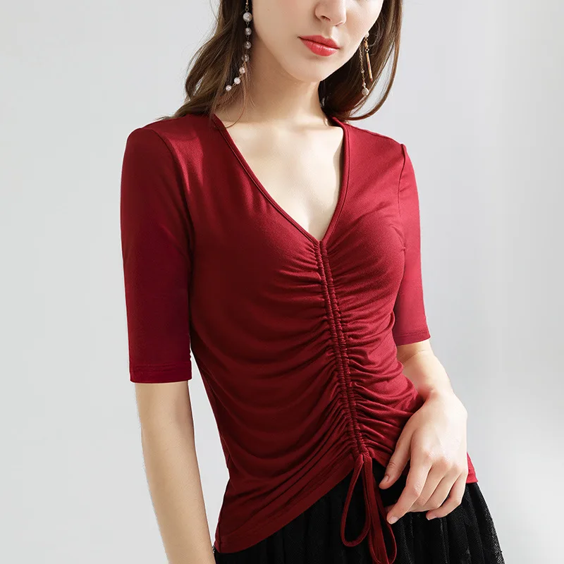 Latin Dance Tops Women Slim Tango Salsa Cha Practice Wear Samba Rumba Ballroom Home Training Clothes Dancing Outfit DC4461 | Тематическая