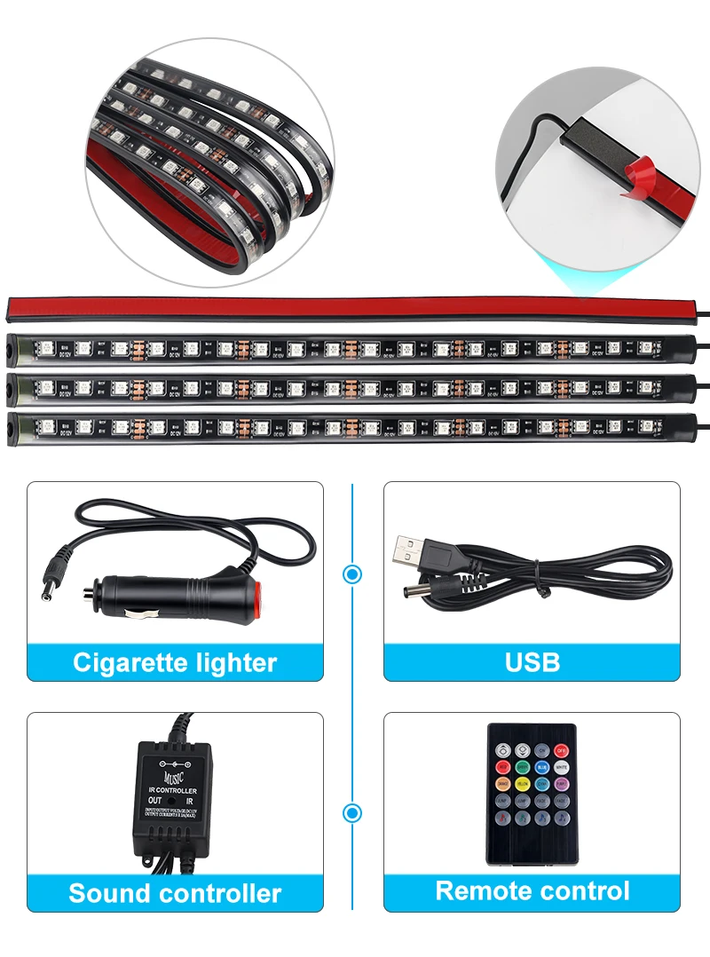 Автомобильный RGB светодиодный светильник, беспроводной пульт дистанционного управления музыкой, голосовое управление, интерьер, пол, ножка, декоративный светильник, USB Сигарета, атмосферный светильник s