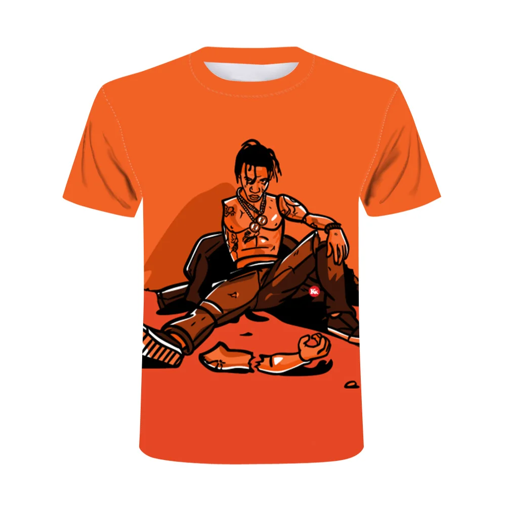 

travis scott3D digital printed T-shirt color Europe and America3