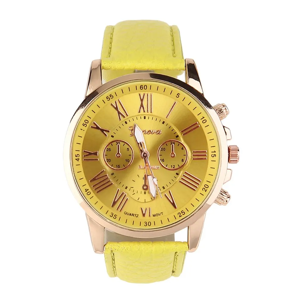 

Fashion Brand Unisex Men Male Casual Stylish Romen Numerals Faux Leather Quartz Watch Montre Watches Relojes Mujer