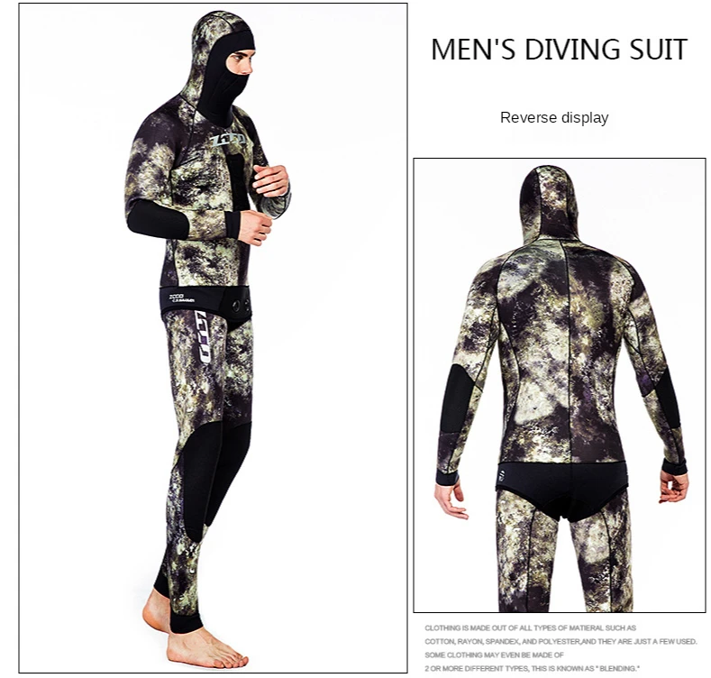 Wetsuit 3.5mm Mens  CR Neoprene Open Cell camouflage Two-piece  spearfishing diving suit winter swimsuit Unisex