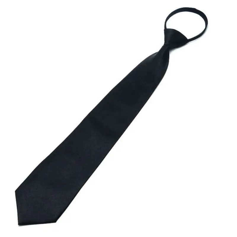 Мужчины Pretied готовые сплошной цвет молнии галстук регулируемый бизнес формальный галстук