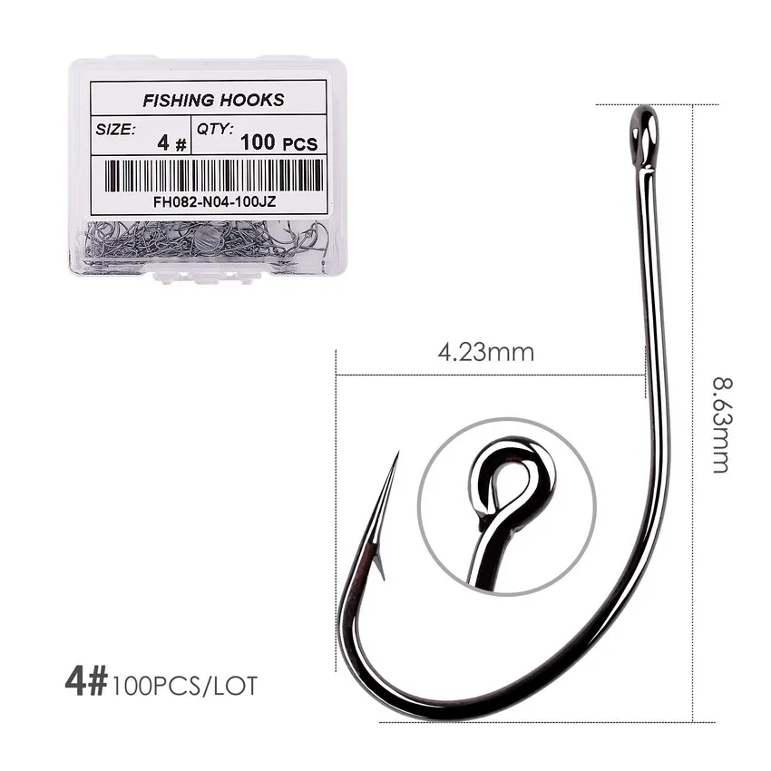 Size 4 - 100pcs 100/30 шт/коробка набор рыболовных крючков одинарный круг удочка рыболовные углерода Сталь джиг колючая крючок для ловли карпа море стержень рыболовные снасти аксессуары - Цвет: Size 4 - 100pcs