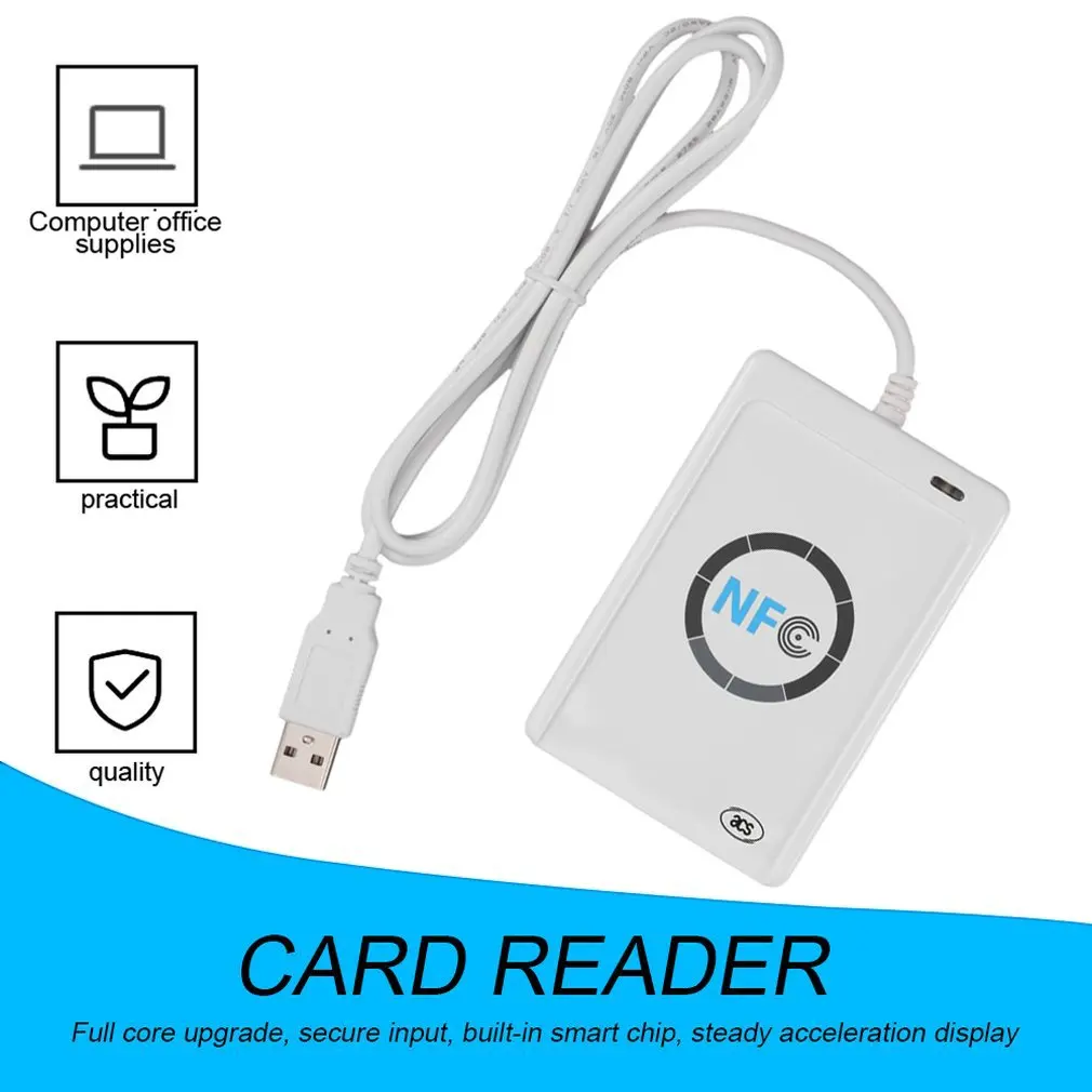 NFC ACR122U RFID считыватель смарт-карт Писатель Копир Дубликатор записываемый клон программное обеспечение USB S50 13,56 МГц ISO/IEC18092+ 5 шт M1 карты