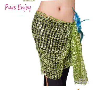 Light green Bellyqueen треугольник Belly Dance Belt Танец живота Хип-бедра Пояс шали Полотенце Полотенца Русалка Блестки полотенце - Цвет: Light green