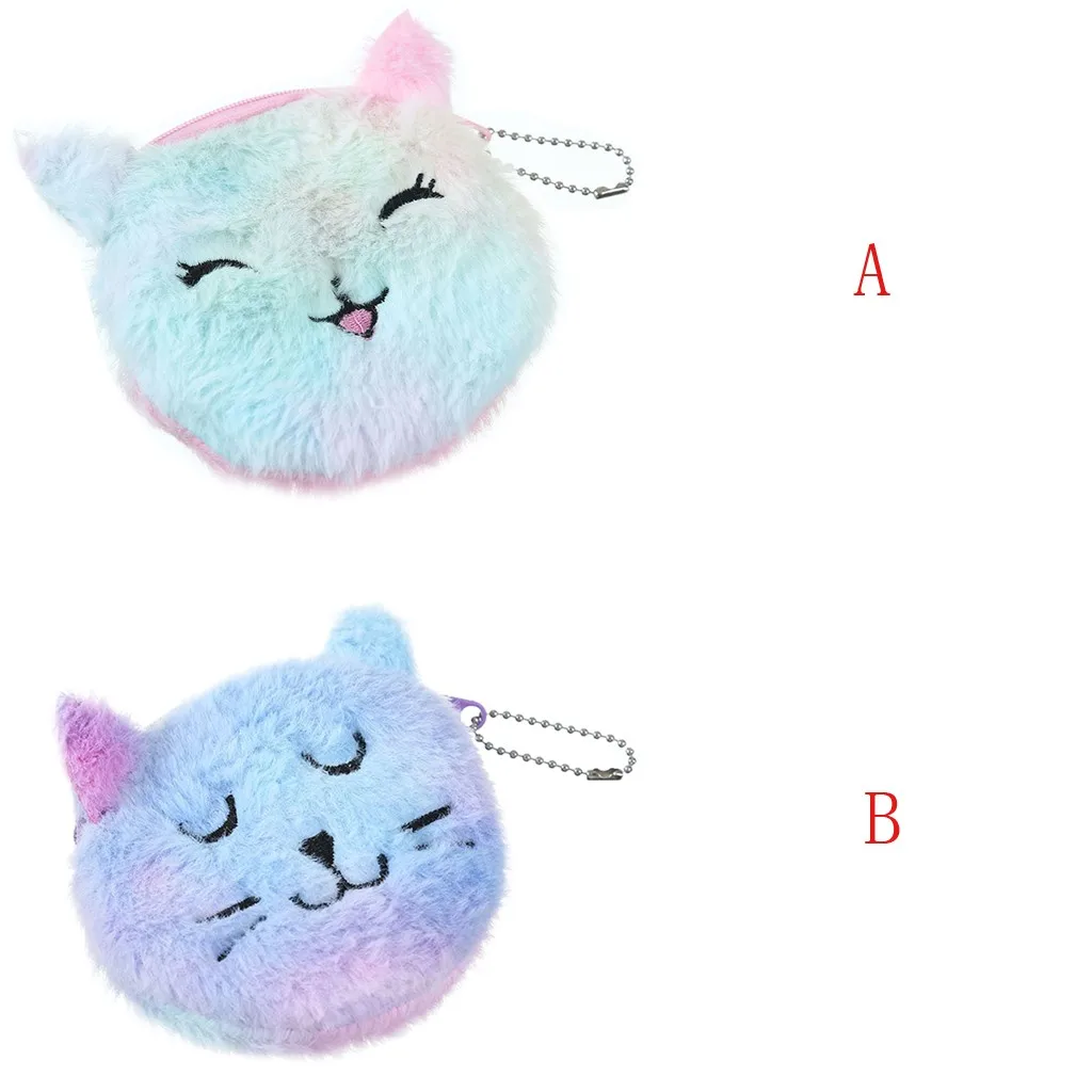 Детский кошелек, мультяшный кошелек для монет, плюшевый держатель для карт на молнии, подвеска для ключей, портативный чехол, сумка для хранения карт, кошелек женский#35