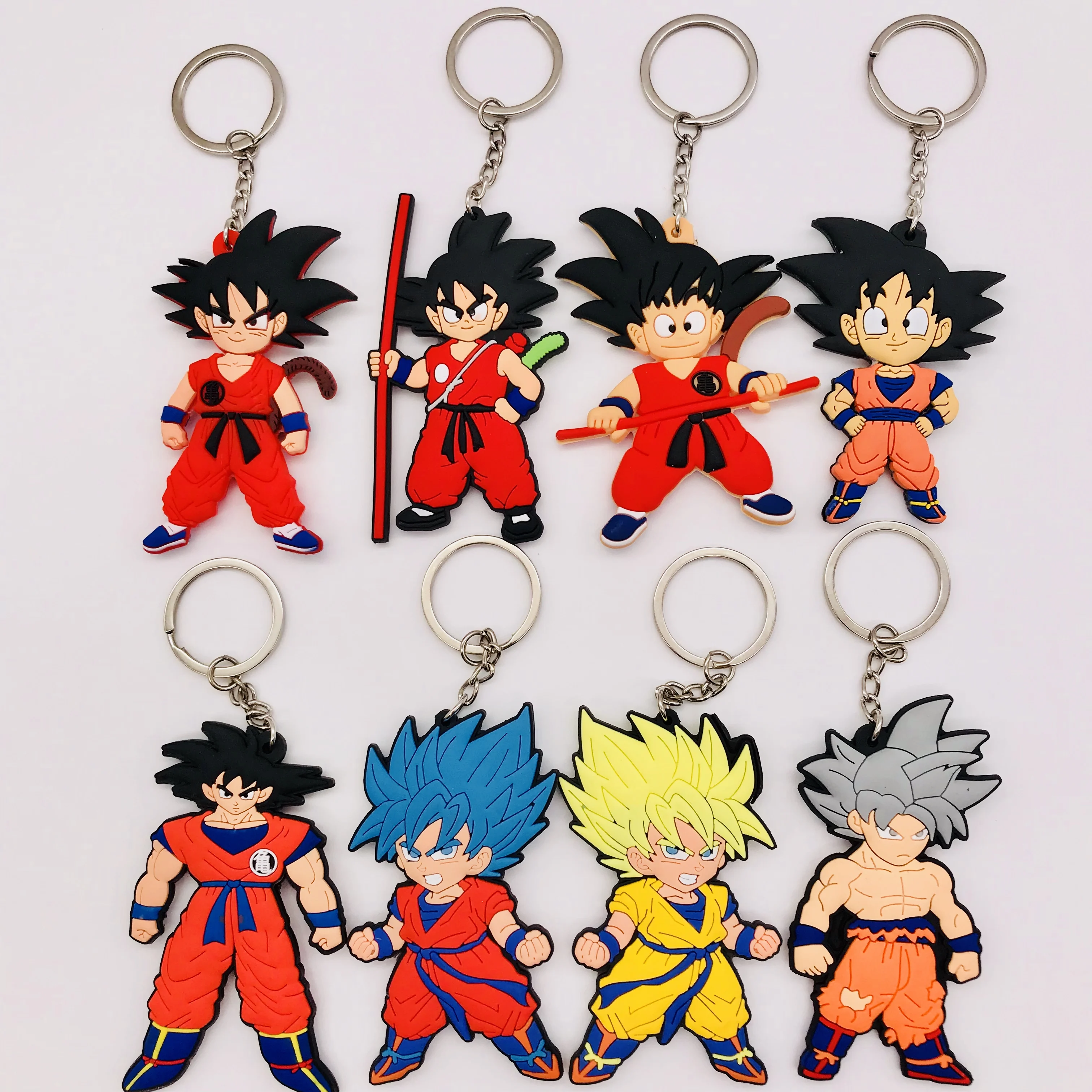 10 шт. мягкий силиконовый брелок с надписью Dragon Ball ПВХ Goku Vegeta аниме Рисунок 3D двухсторонний брелок для ключей детский брелок подарок