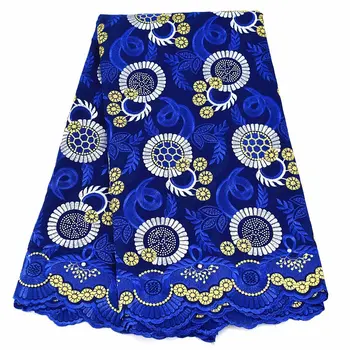 

Royal blue Nigerian French mesh organza African dry cotton high quality Swiss voile lace in Switzerland embroidered fabric dress