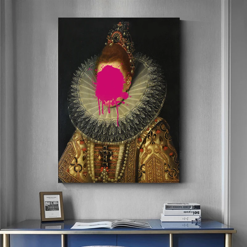 Классический Европейский брызги масляное лицо женщина занавес холст забавные