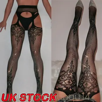 

Women Hot Drilling Diamond Fishnet Pantyhose Ladies Sexy Party Bling Tights